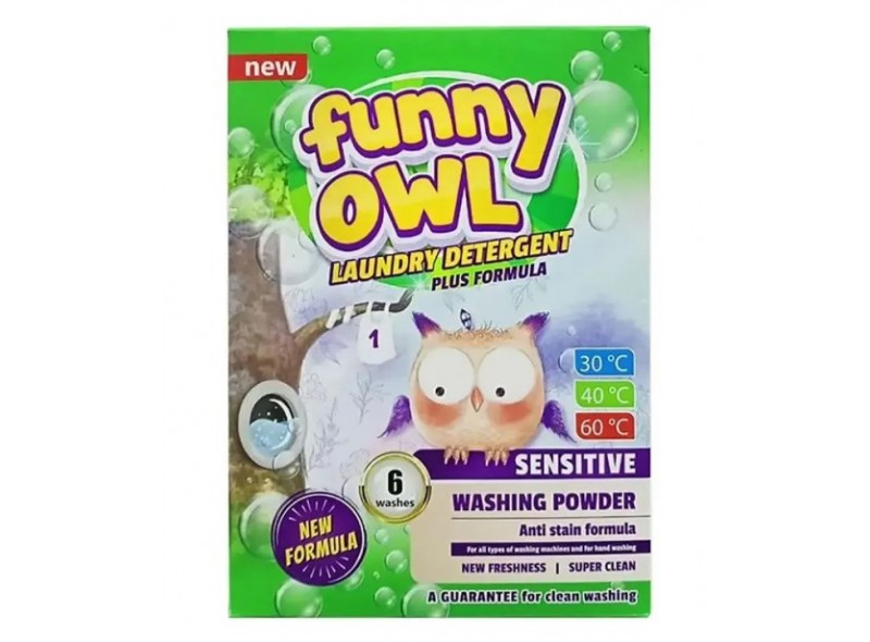 Порошок для прання Funny Owl Sensitive 420 г, к/к (97-085) Порошок для прання Funny Owl Sensitive 420 г, к/к (97-085)